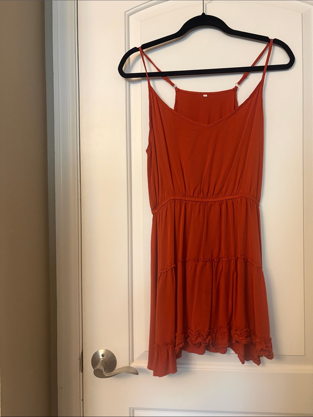 Amazon Rust Orange Spaghetti Strap Mini Dress